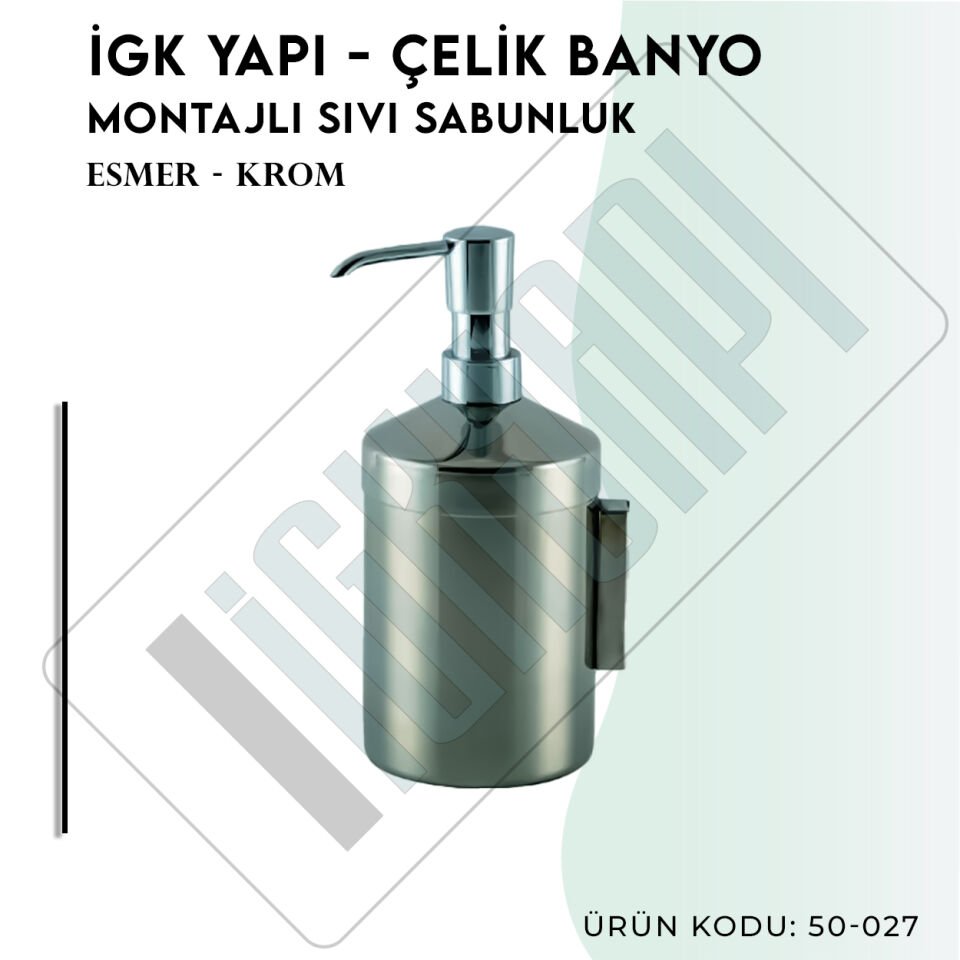 İGK YAPI - Çelik Banyo Krom Montajlı Sıvı Sabunluk (50-027)
