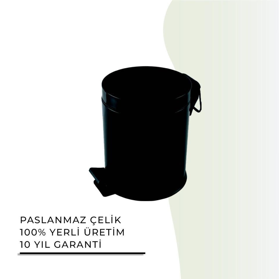 İGK YAPI - Çelik Banyo Pedallı Çöp Kovası 3lt Mat Siyah 430 (70-012.4)