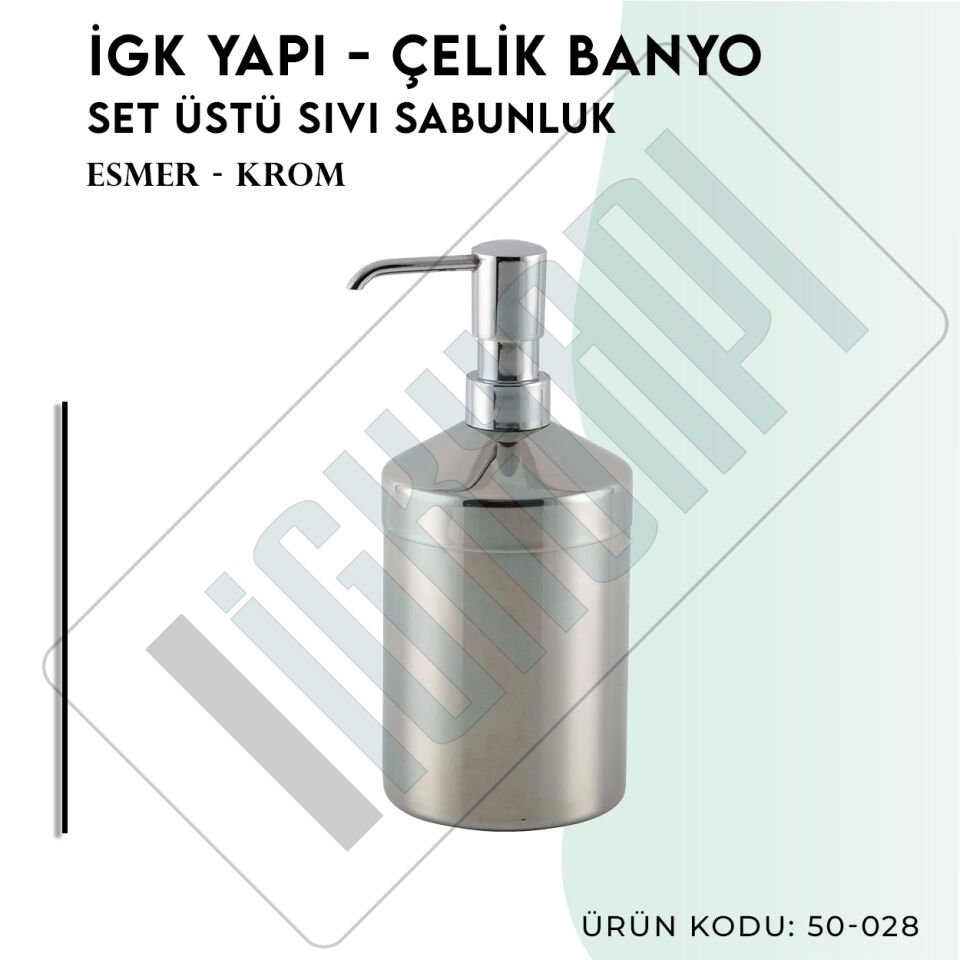 İGK YAPI - Çelik Banyo Esmer Krom Set Üstü Sıvı Sabunluk (50-028)