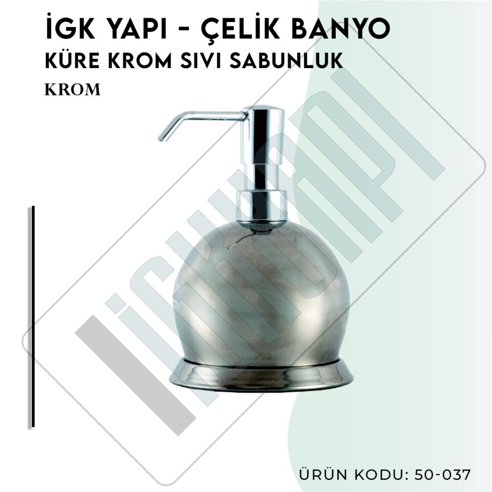 İGK YAPI - Çelik Banyo Krom Küre Set Üstü Sıvı Sabunluk (50-037)