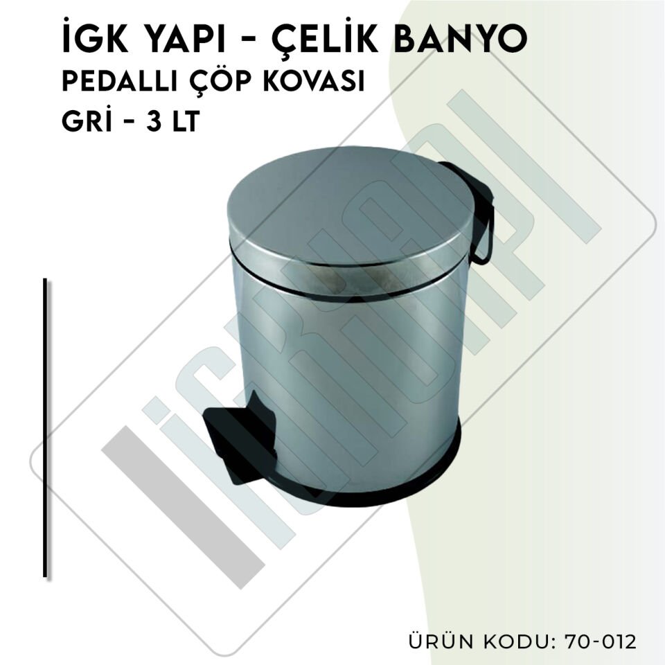 İGK YAPI - Çelik Banyo Pedallı Çöp Kovası 3lt 430 (70-012)