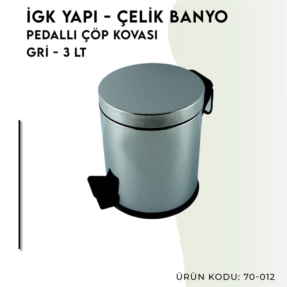 İGK YAPI - Çelik Banyo Pedallı Çöp Kovası 3lt 430 (70-012)
