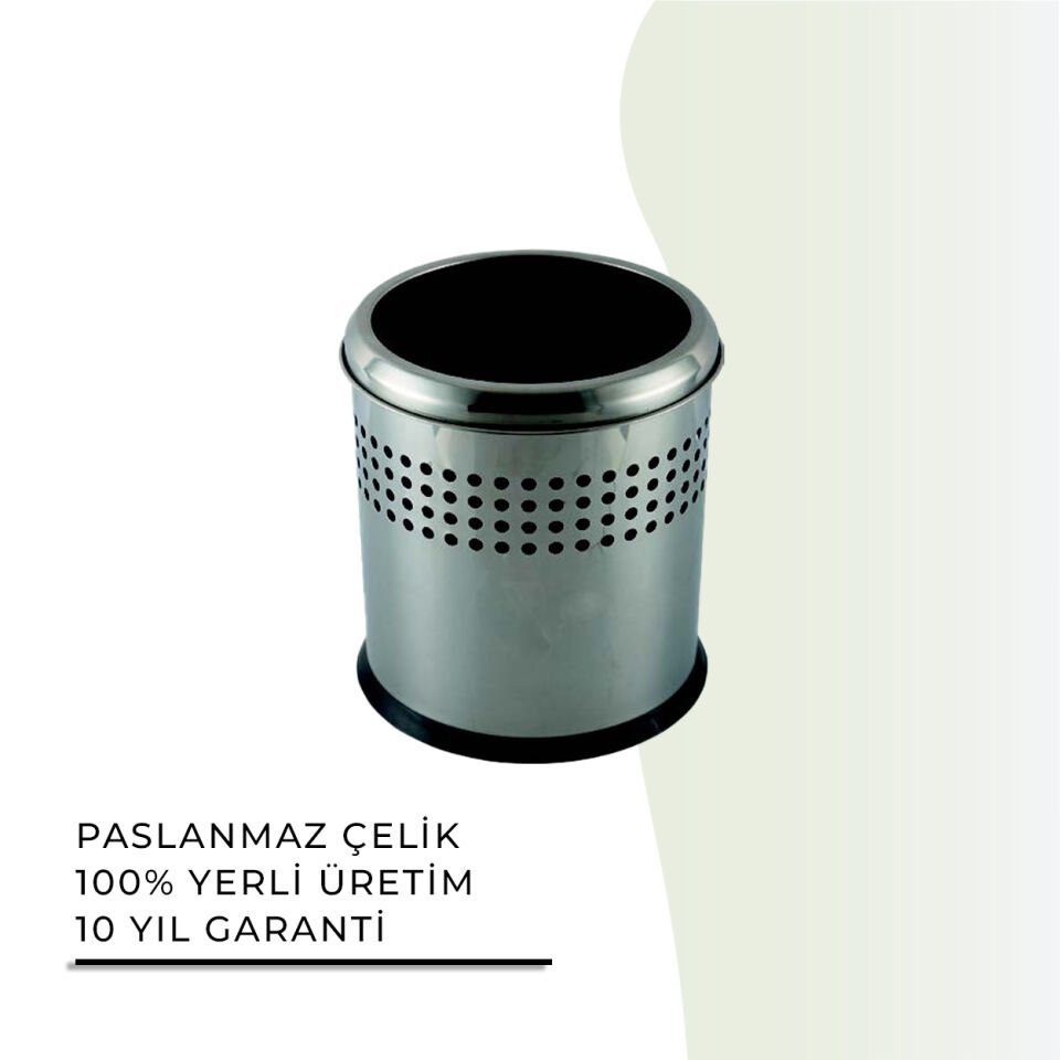 İGK YAPI - Çelik Banyo Açık Delikli Çöp Kovası 5lt Gri (70-110)