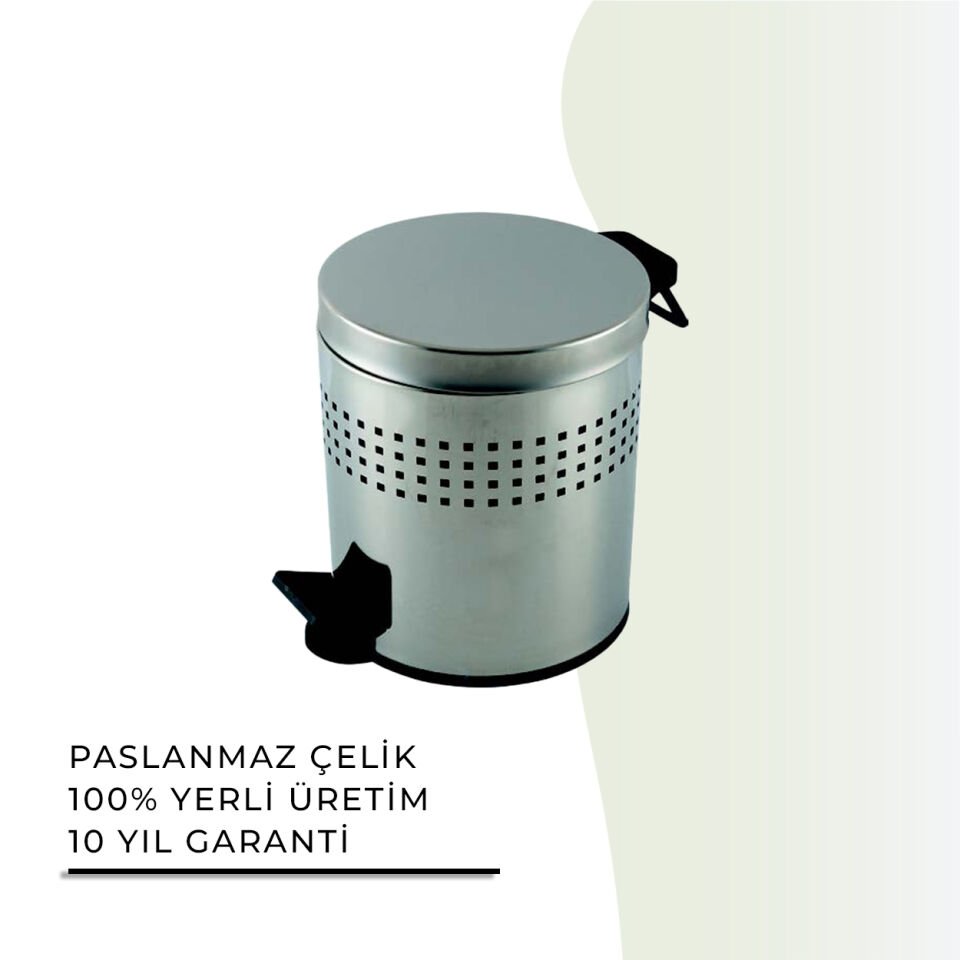 İGK YAPI - Çelik Banyo Pedallı Delikli Çöp Kovası 5lt 430 (70-076)