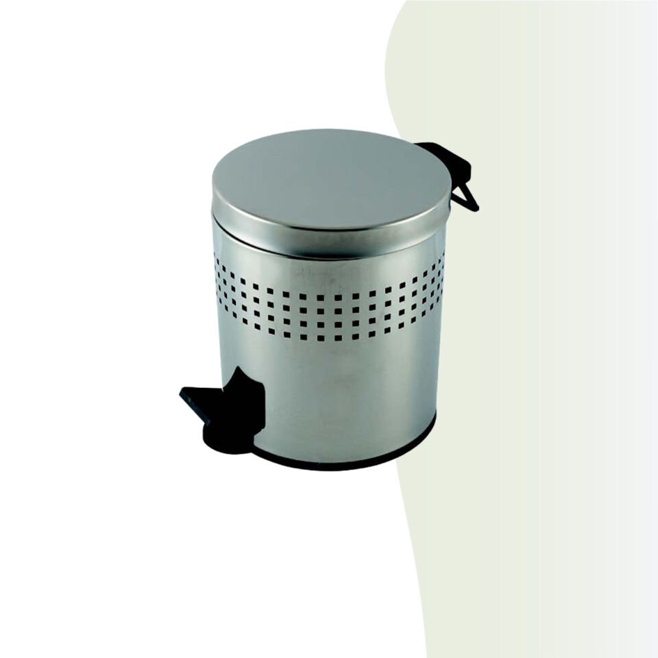 İGK YAPI - Çelik Banyo Pedallı Delikli Çöp Kovası 12lt 430 (70-077)