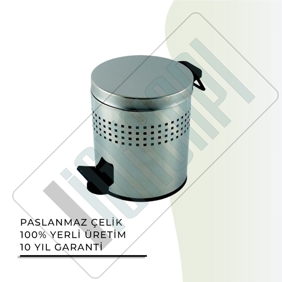 İGK YAPI - Çelik Banyo Pedallı Delikli Çöp Kovası 12lt 430 (70-077)