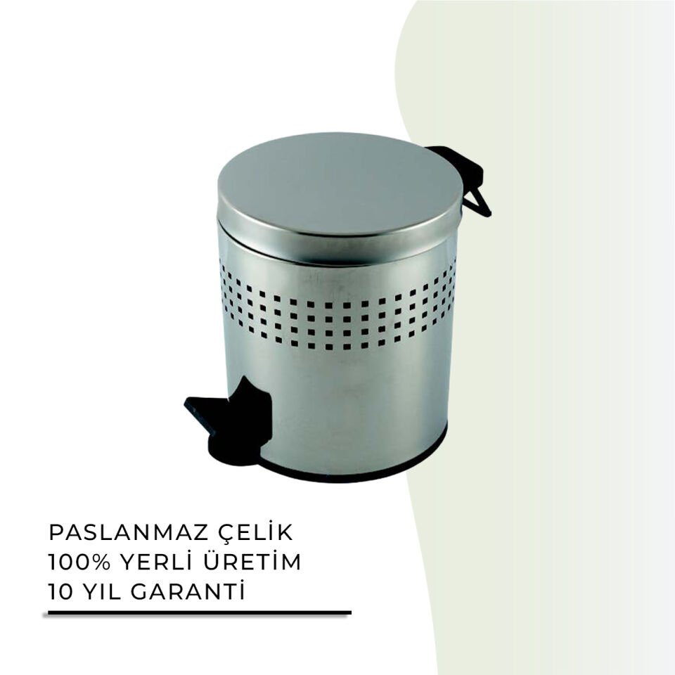 İGK YAPI - Çelik Banyo Pedallı Delikli Çöp Kovası 12lt 430 (70-077)