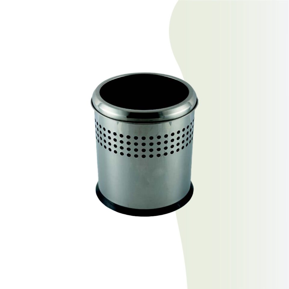 İGK YAPI - Çelik Banyo Açık Delikli Çöp Kovası 12lt Gri (70-111)