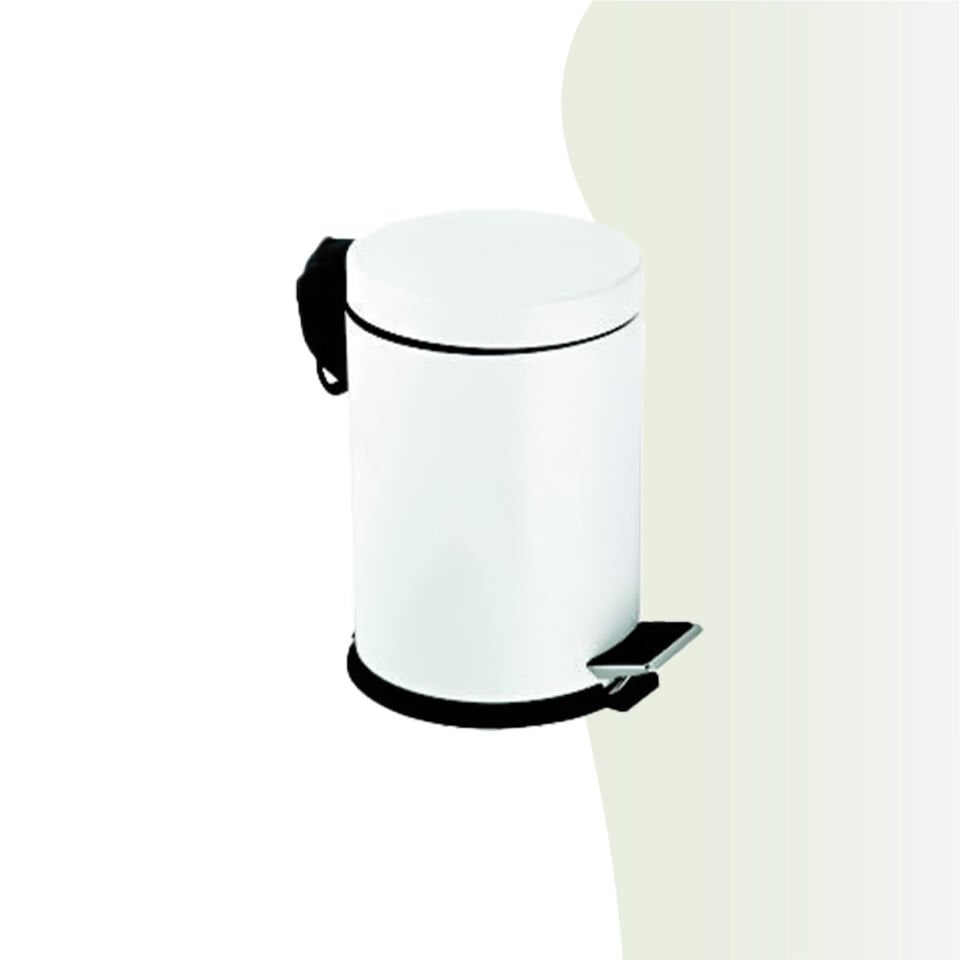 İGK YAPI - Çelik Banyo Pedallı Çöp Kovası 5lt Beyaz (70-138)