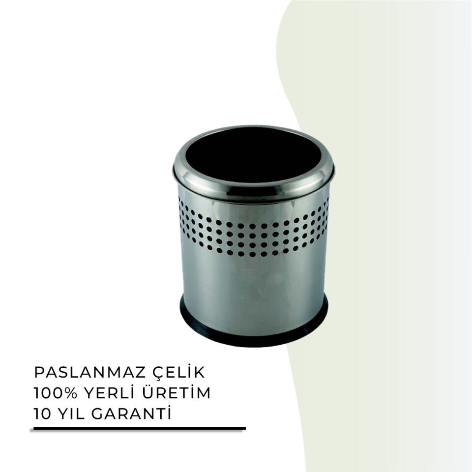 İGK YAPI - Çelik Banyo Açık Delikli Çöp Kovası 3lt Gri (70-112)