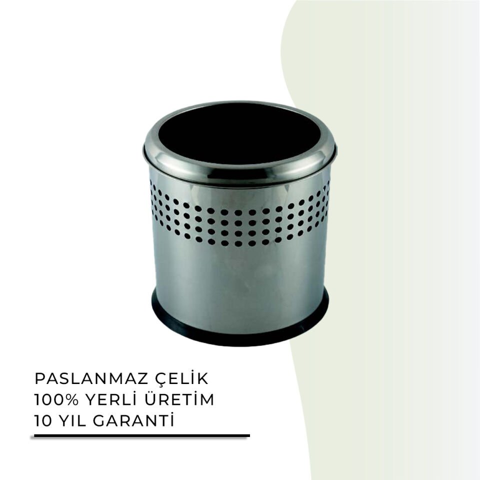 İGK YAPI - Çelik Banyo Açık Delikli Çöp Kovası 12lt Gri (70-114)