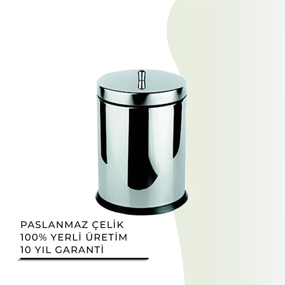 İGK YAPI - Çelik Banyo Kapaklı Çöp Kovası 5lt 430 (70-168)
