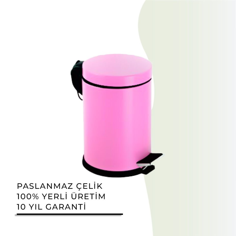 İGK YAPI - Çelik Banyo Pedallı Çöp Kovası 3lt Pembe (70-215)
