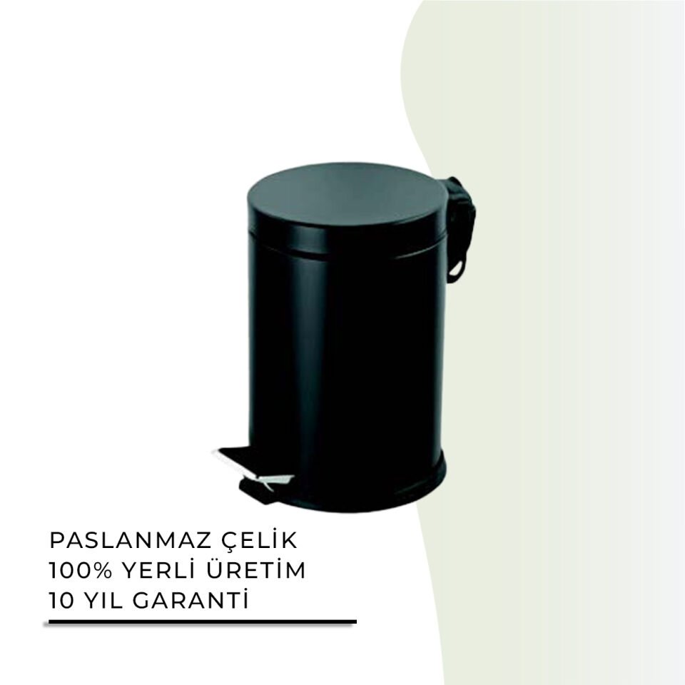 İGK YAPI - Çelik Banyo Pedallı Çöp Kovası 3lt Siyah (70-212)