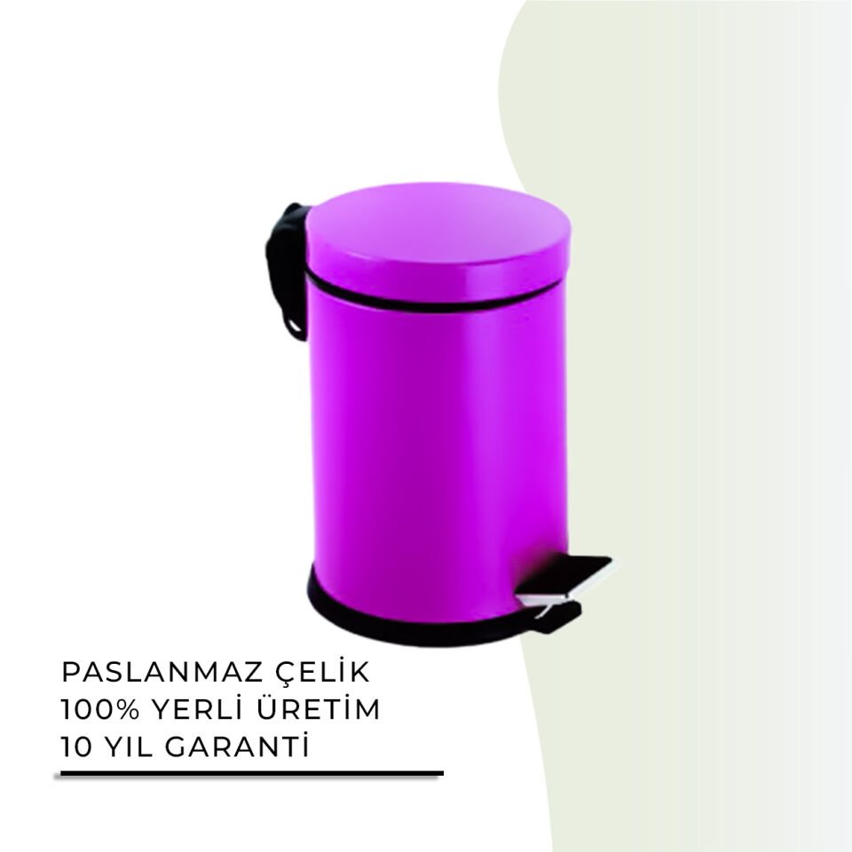 İGK YAPI - Çelik Banyo Pedallı Çöp Kovası 3lt Fuşya (70-216)