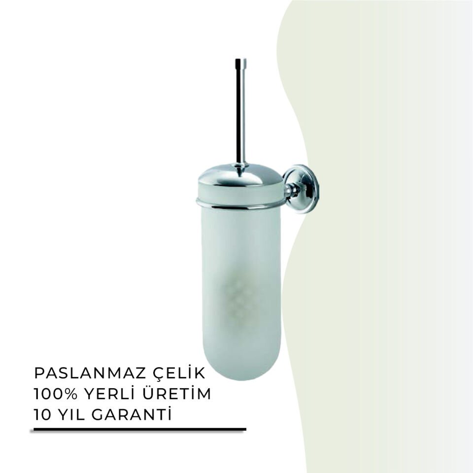 İGK YAPI - Çelik Banyo Marina Camlı Büyük Klozet Fırçası  (70-018)