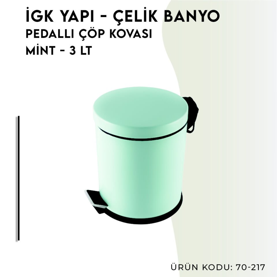 İGK YAPI - Çelik Banyo Pedallı Çöp Kovası 3lt Mind (70-217)