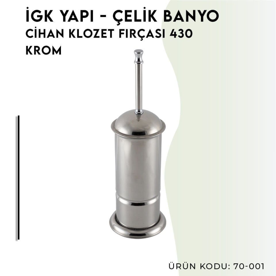 İGK YAPI - Çelik Banyo Cihan Klozet Fırçası Krom (70-001)