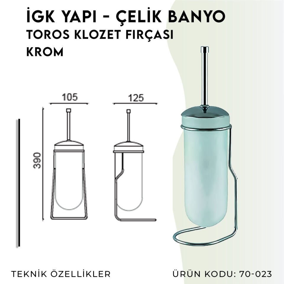 İGK YAPI - Çelik Banyo Toros Klozet Fırçası (70-023)