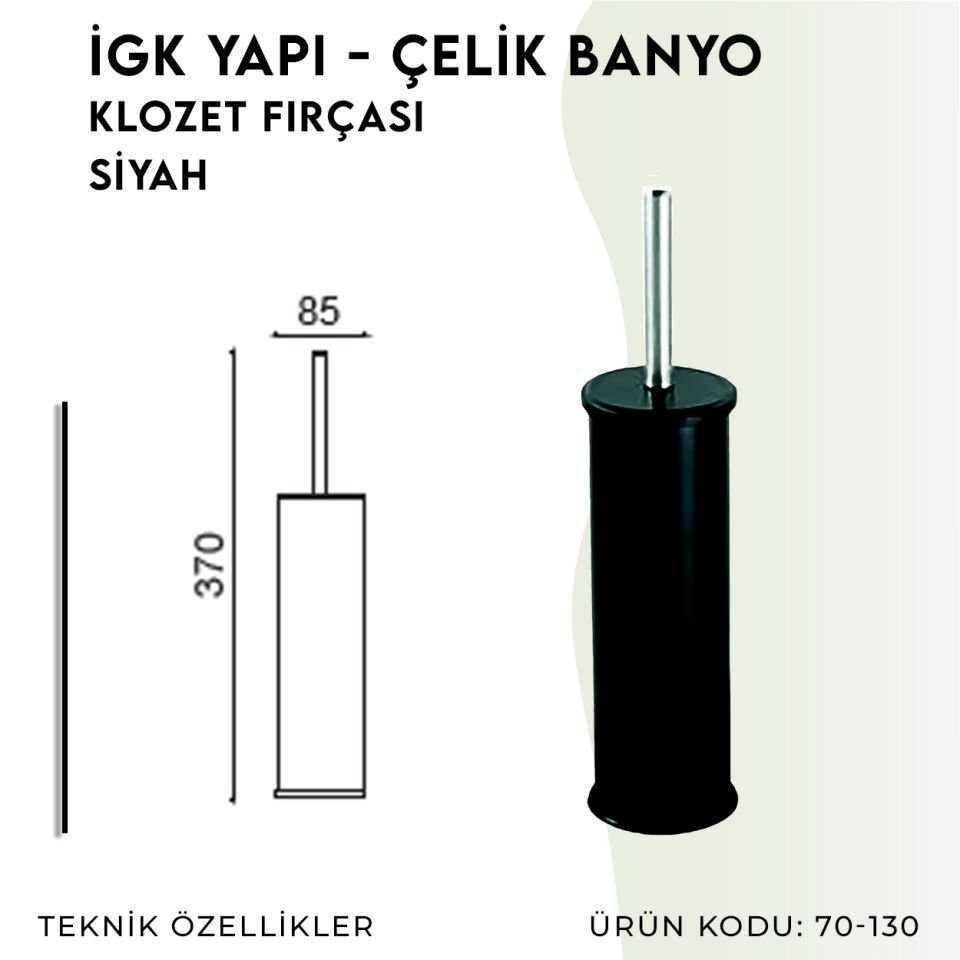 İGK YAPI - Çelik Banyo Klozet Fırçası Siyah (70-130)