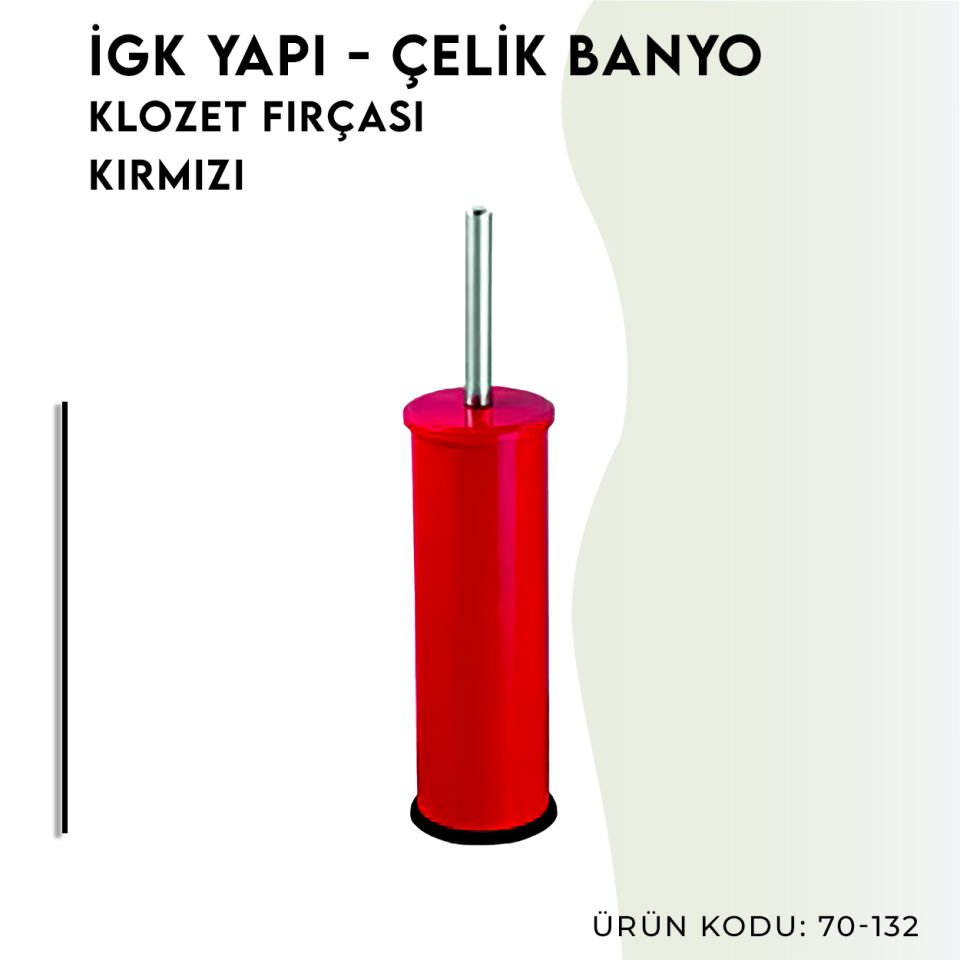 İGK YAPI - Çelik Banyo Klozet Fırçası Kırmızı (70-132)