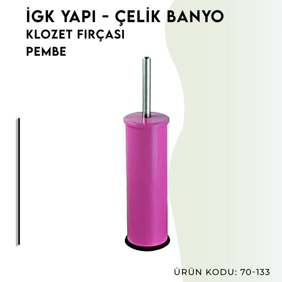 İGK YAPI - Çelik Banyo Klozet Fırçası Pembe (70-133)