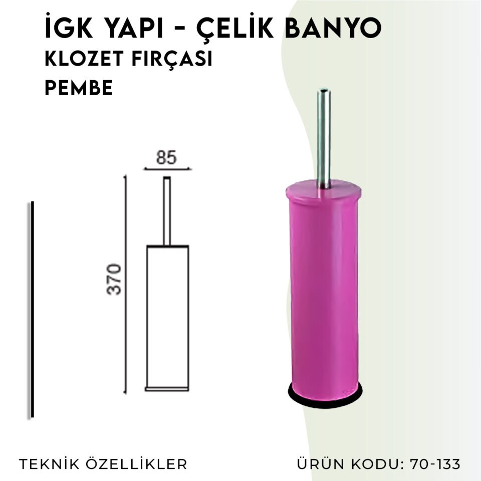 İGK YAPI - Çelik Banyo Klozet Fırçası Pembe (70-133)