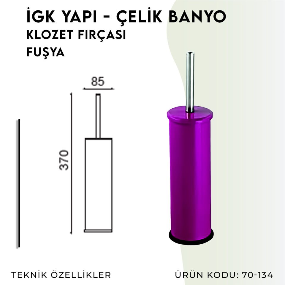 İGK YAPI - Çelik Banyo Klozet Fırçası Fuşya (70-134)