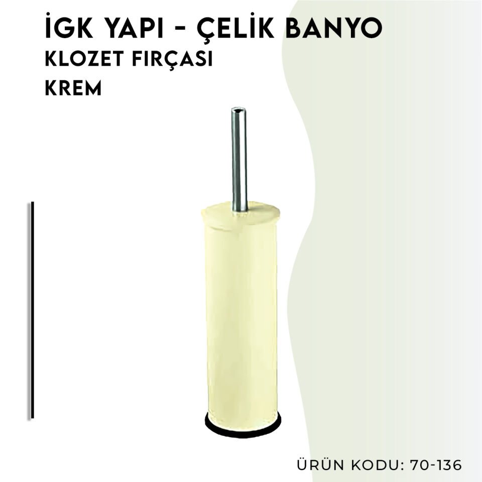 İGK YAPI - Çelik Banyo Klozet Fırçası Krem (70-136)