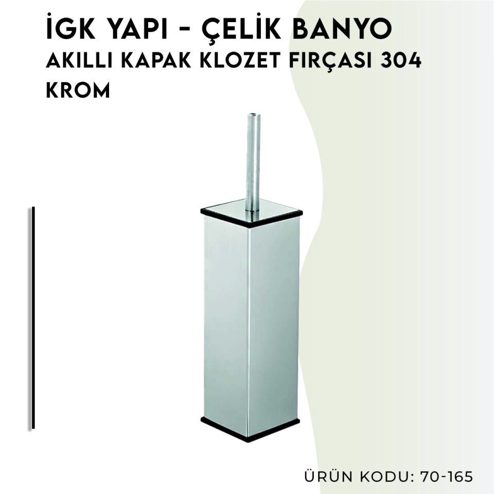 İGK YAPI - Çelik Banyo Kare Klozet Fırçası Akıllı Kapak 304 (70-165)