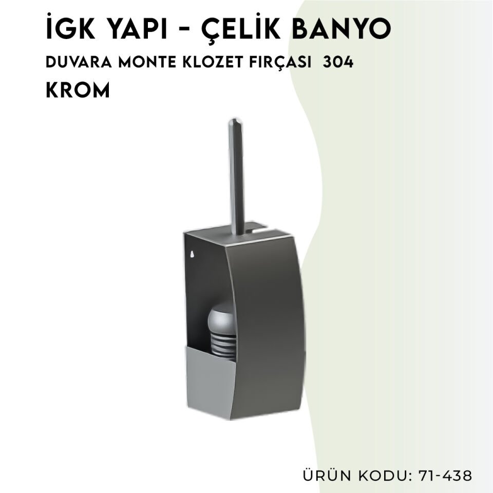 İGK YAPI - Çelik Banyo Duvara Monte Klozet Fırçası 304(71-438)