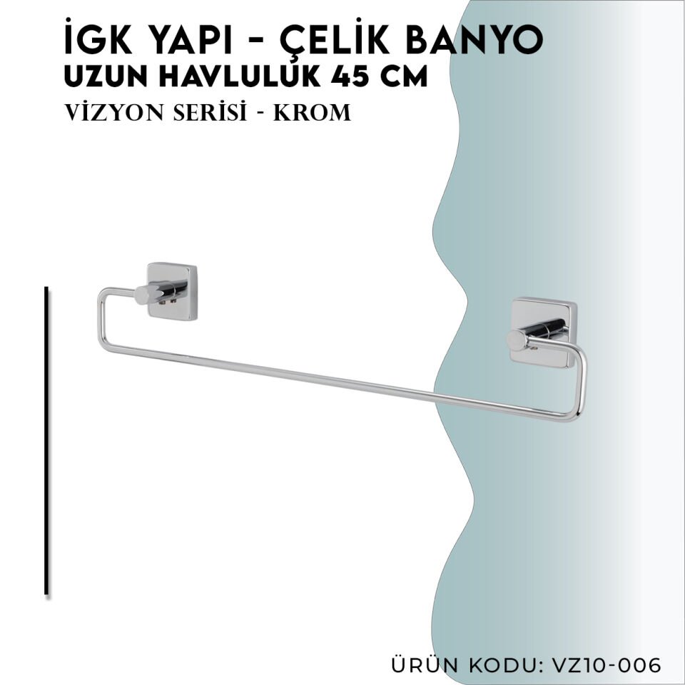 İGK YAPI - Çelik Banyo Vizyon Uzun Havluluk 45cm (VZ10-006)