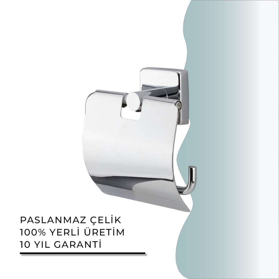 İGK YAPI - Çelik Banyo Vizyon Geniş Kapaklı Tuvalet Kâğıtlığı (VZ10-007)