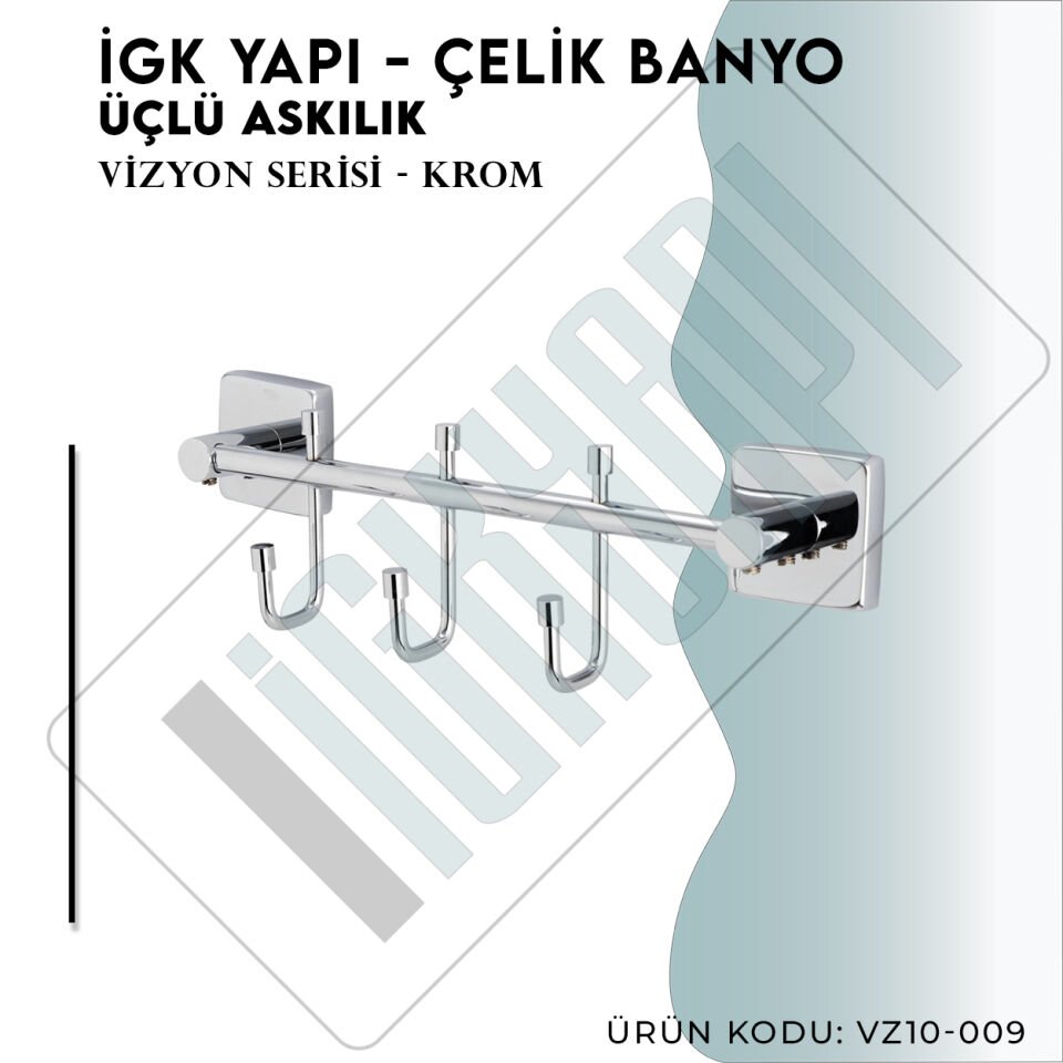 İGK YAPI - Çelik Banyo Vizyon Üçlü Askılık (VZ10-009)