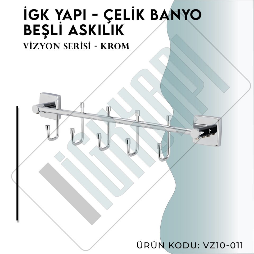 İGK YAPI - Çelik Banyo Vizyon Beşli Askılık (VZ10-011)