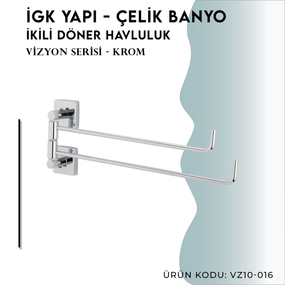 İGK YAPI - Çelik Banyo Vizyon İkili Döner Havluluk (VZ10-016)