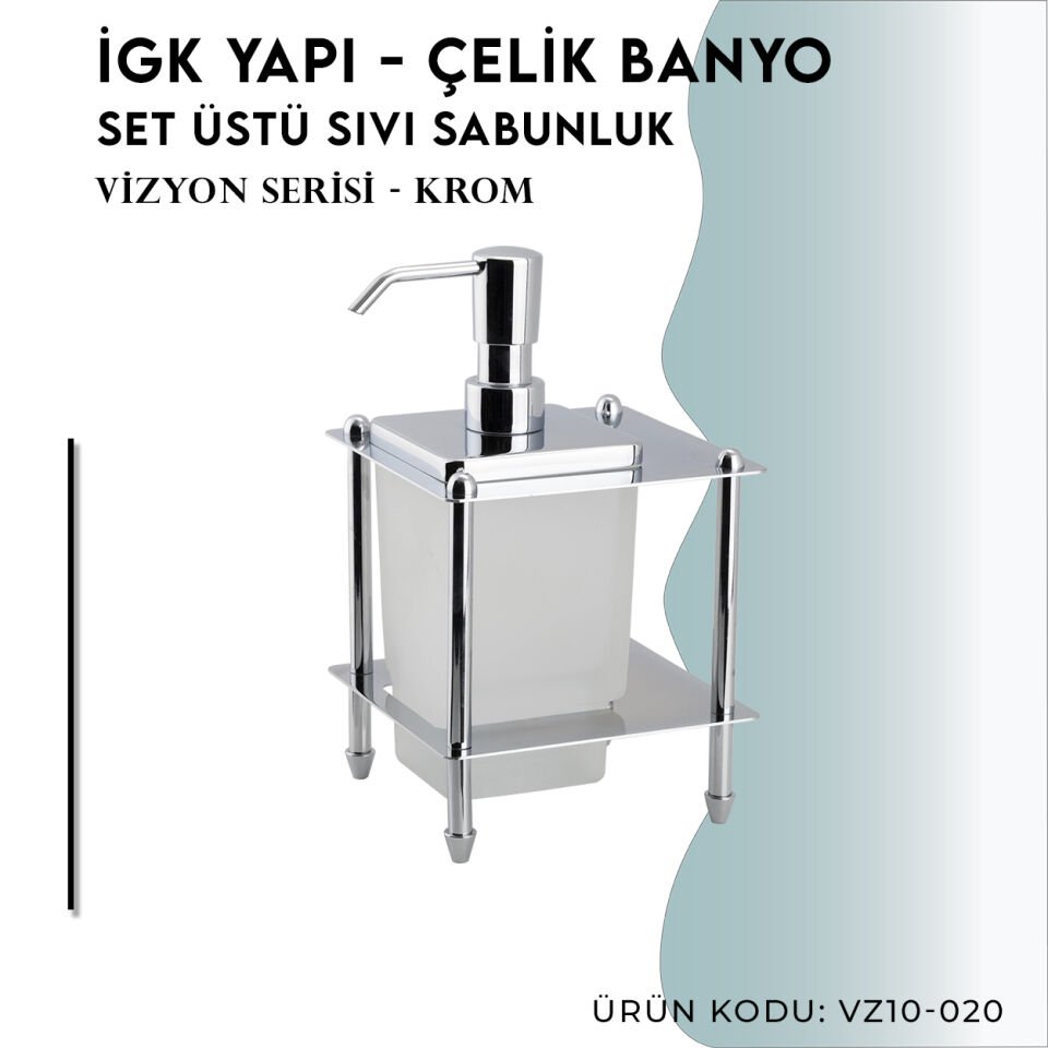 İGK YAPI - Çelik Banyo Vizyon Set Üstü Sıvı Sabunluk (VZ10-020)