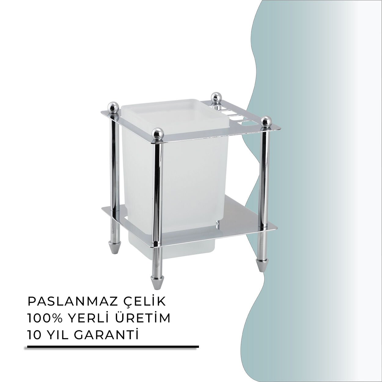 İGK YAPI - Çelik Banyo Vizyon Set Üstü Diş Fırçalık (VZ10-021)
