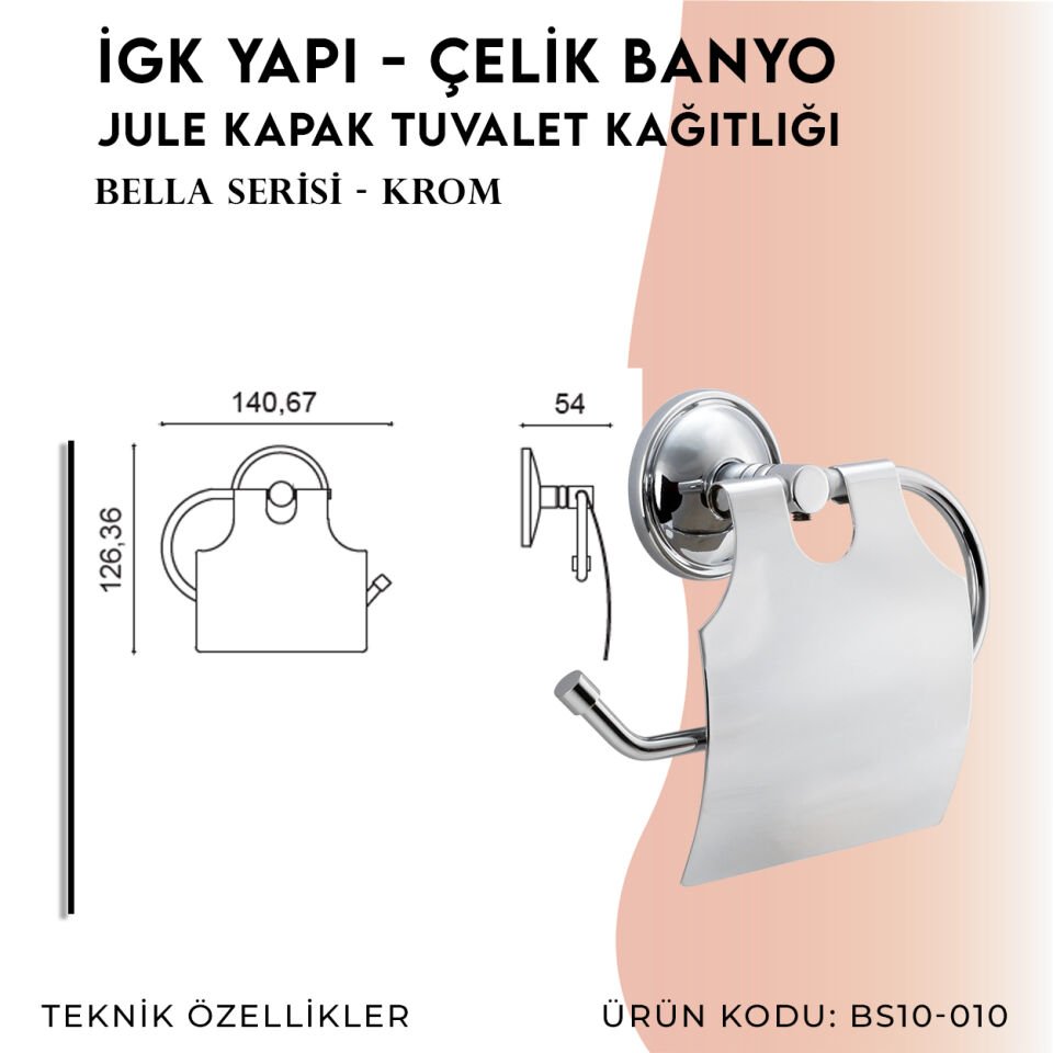 İGK YAPI - Çelik Banyo Bella Jule Kapak Tuvalet Kâğıtlığı (BS10-010)