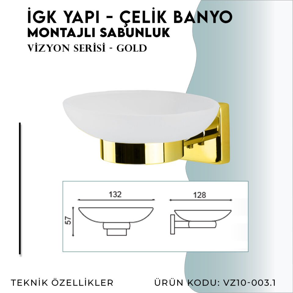 İGK YAPI - Çelik Banyo Vizyon Gold Montajlı Sabunluk (VZ10-003.1)