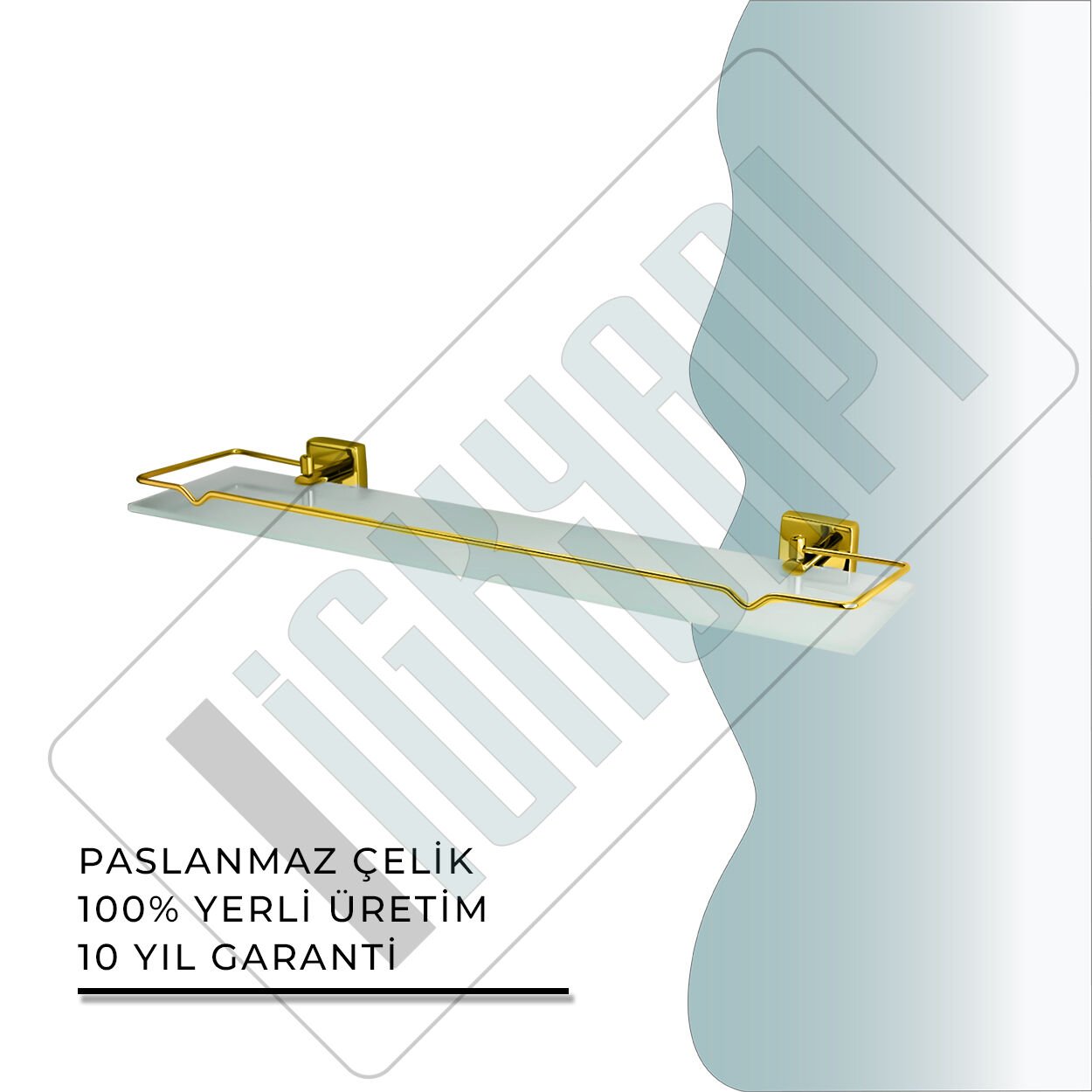 İGK YAPI - Çelik Banyo Vizyon Gold Ayna Etajeri (VZ10-005.1)