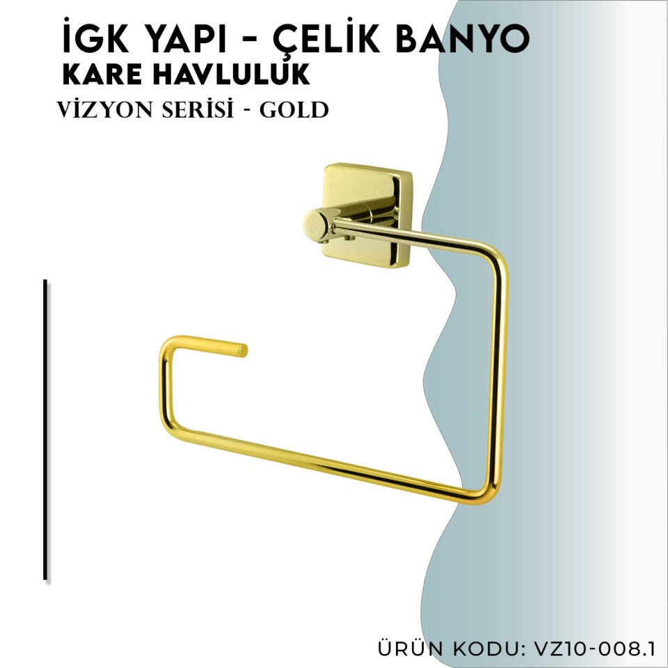 İGK YAPI - Çelik Banyo Vizyon Gold Kare Havluluk (VZ10-008.1)