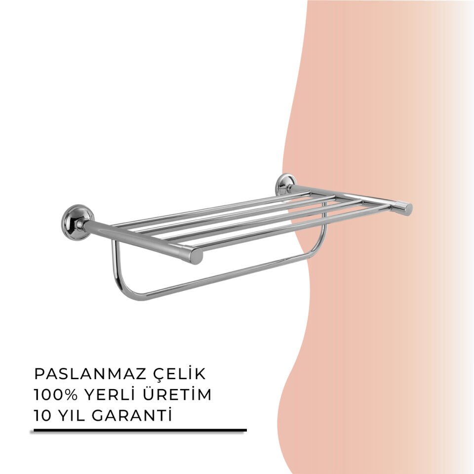 İGK YAPI - Çelik Banyo Bella Montajlı Raf Havluluk 50cm (30-001)