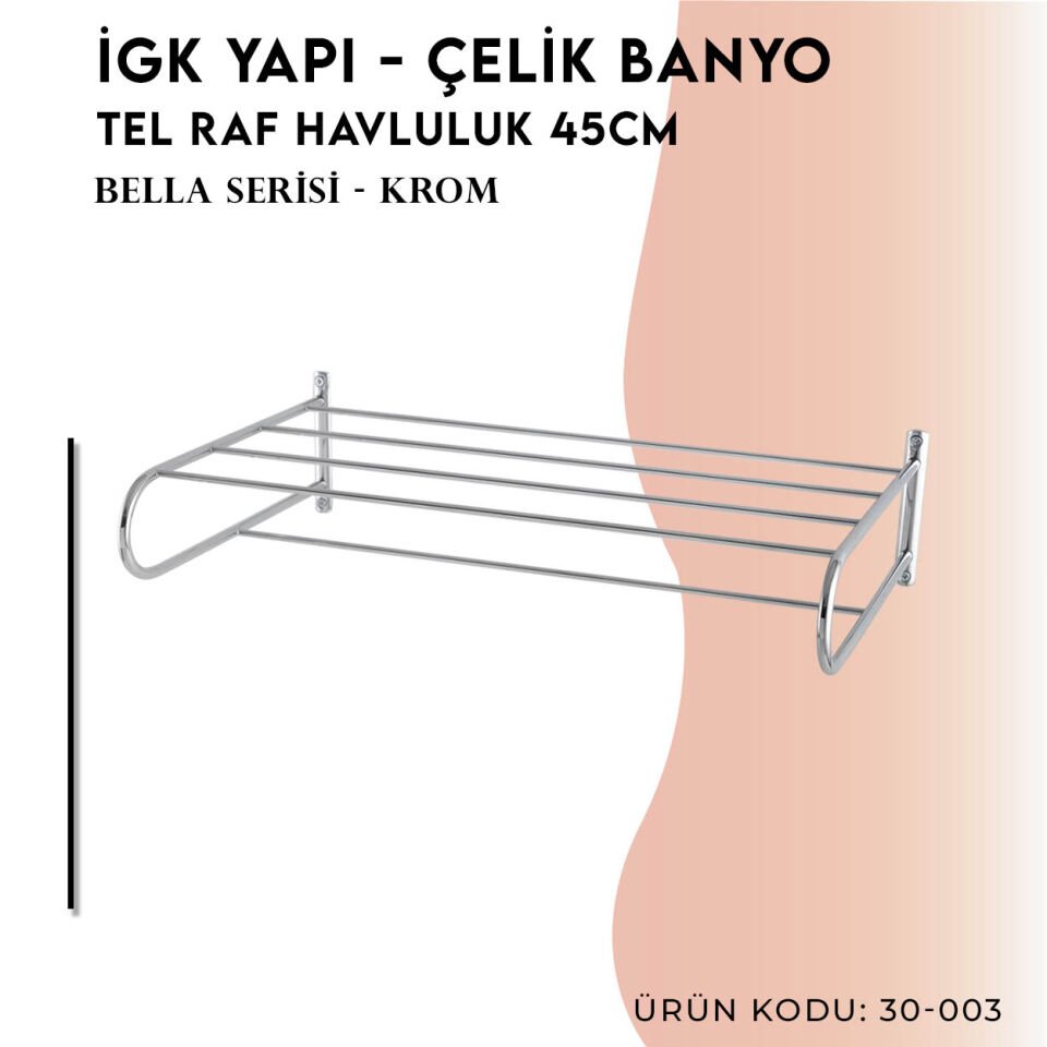 İGK YAPI - Çelik Banyo Bella Tel Raf Havluluk 50cm (30-003)