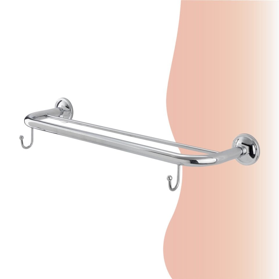 İGK YAPI - Çelik Banyo Bella İkili Uzun Havluluk Kancalı 50cm (30-006)
