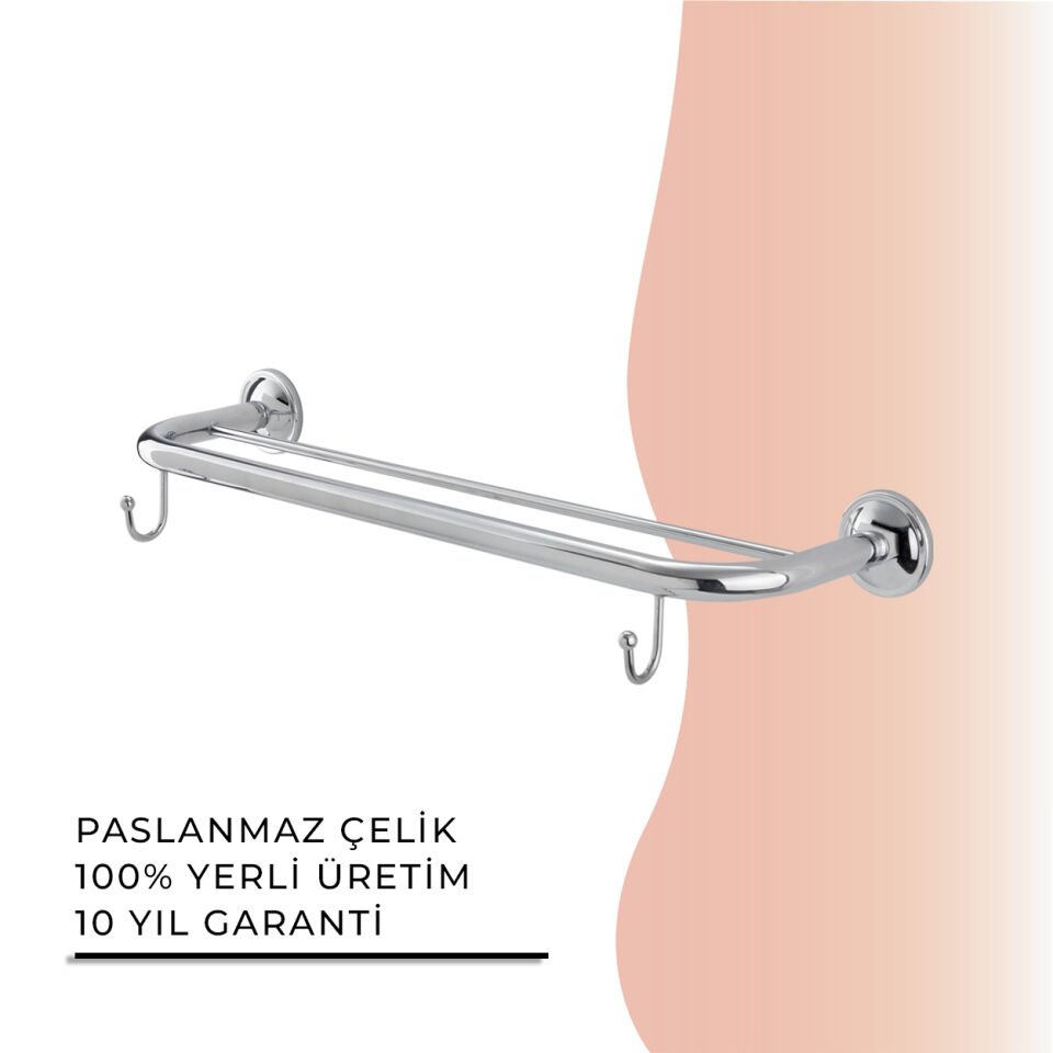 İGK YAPI - Çelik Banyo Bella İkili Uzun Havluluk Kancalı 50cm (30-006)