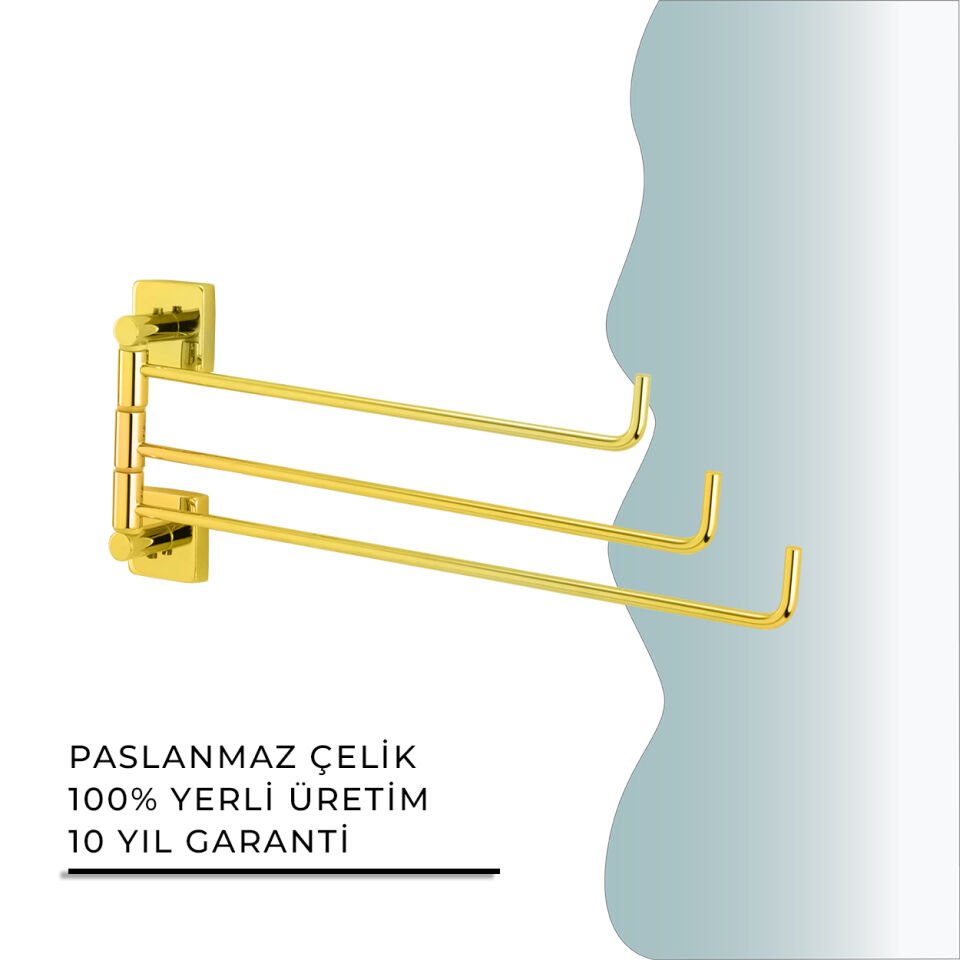İGK YAPI - Çelik Banyo Vizyon Gold Üçlü Döner Havluluk (VZ10-013.1)