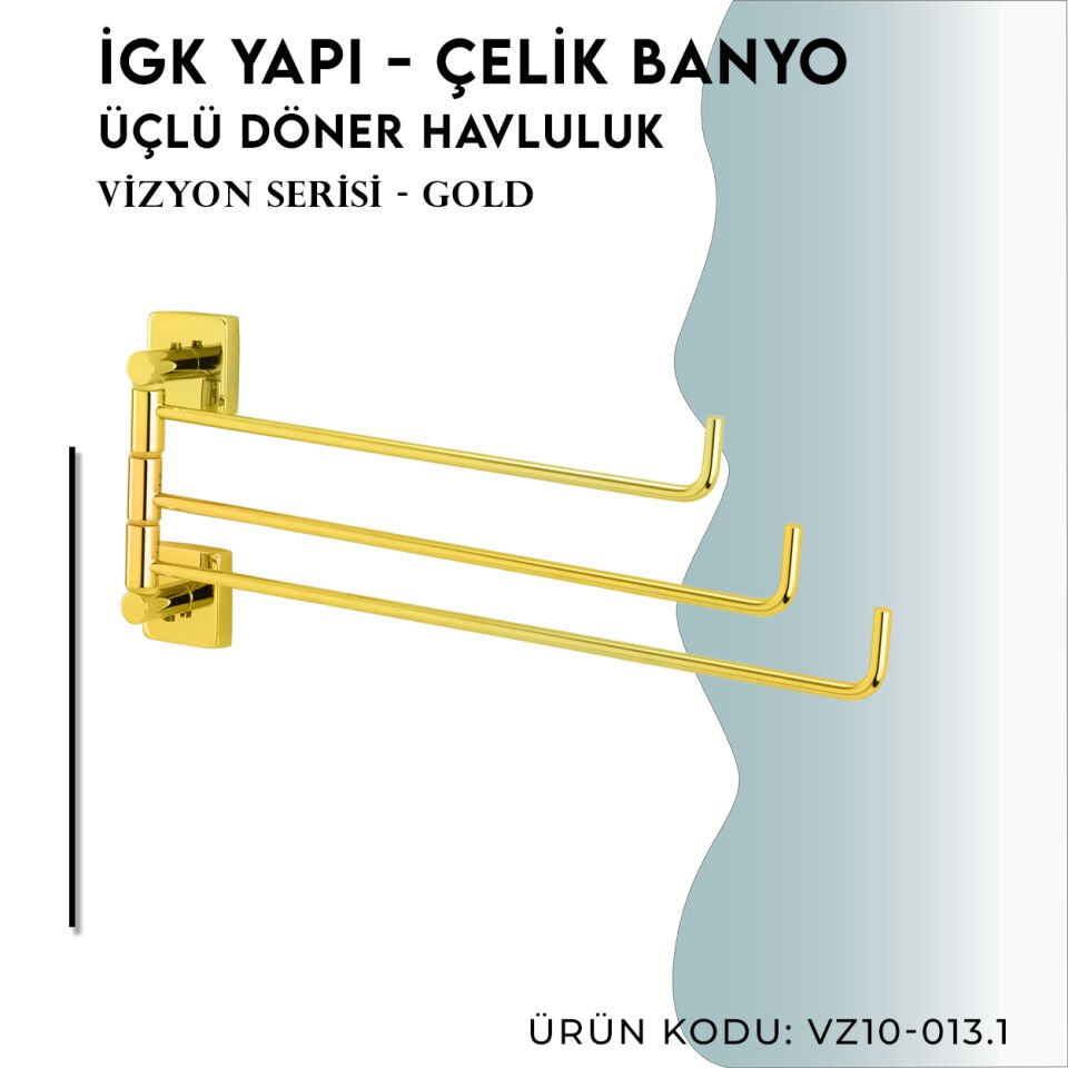 İGK YAPI - Çelik Banyo Vizyon Gold Üçlü Döner Havluluk (VZ10-013.1)