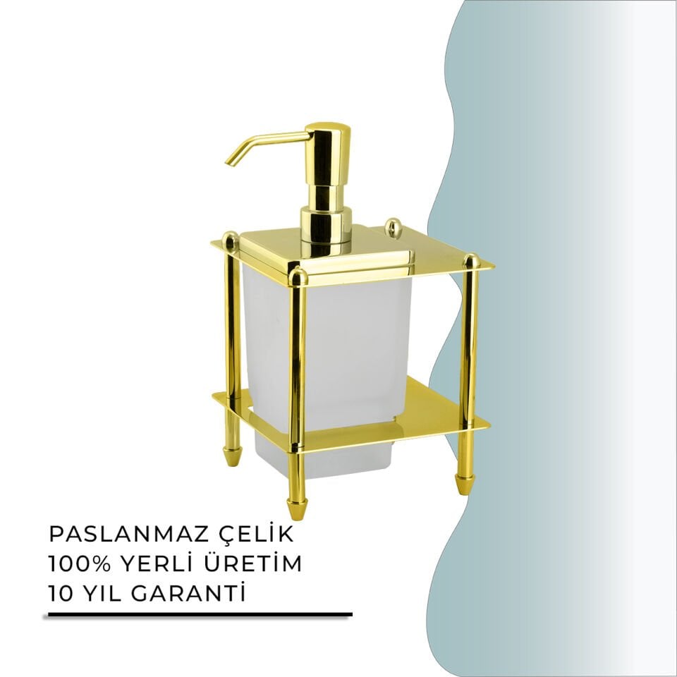 İGK YAPI - Çelik Banyo Vizyon Gold Set Üstü Sıvı Sabunluk (VZ10-020.1)