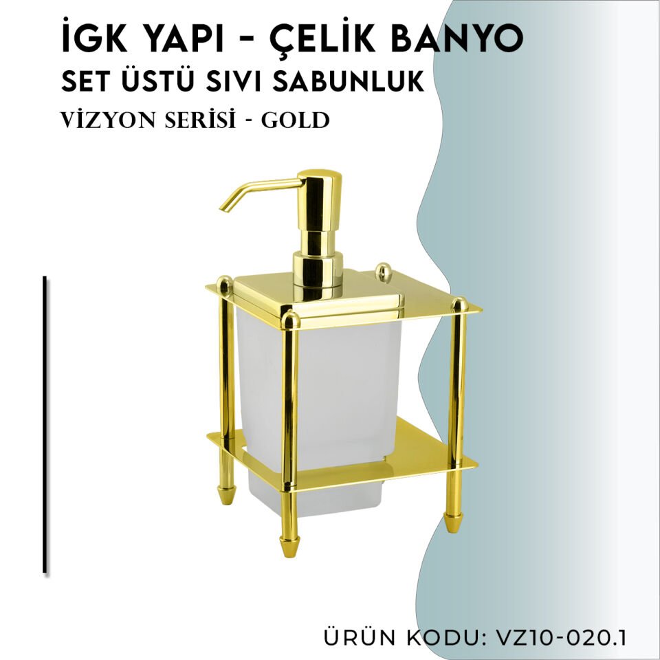 İGK YAPI - Çelik Banyo Vizyon Gold Set Üstü Sıvı Sabunluk (VZ10-020.1)